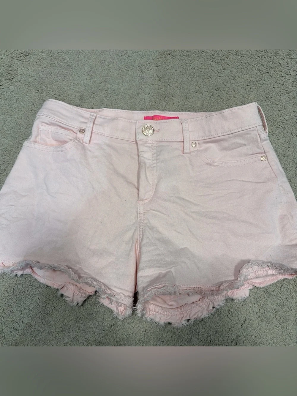 Lilly Pulitzer Pale Pink Frayed Hem Jean Shorts